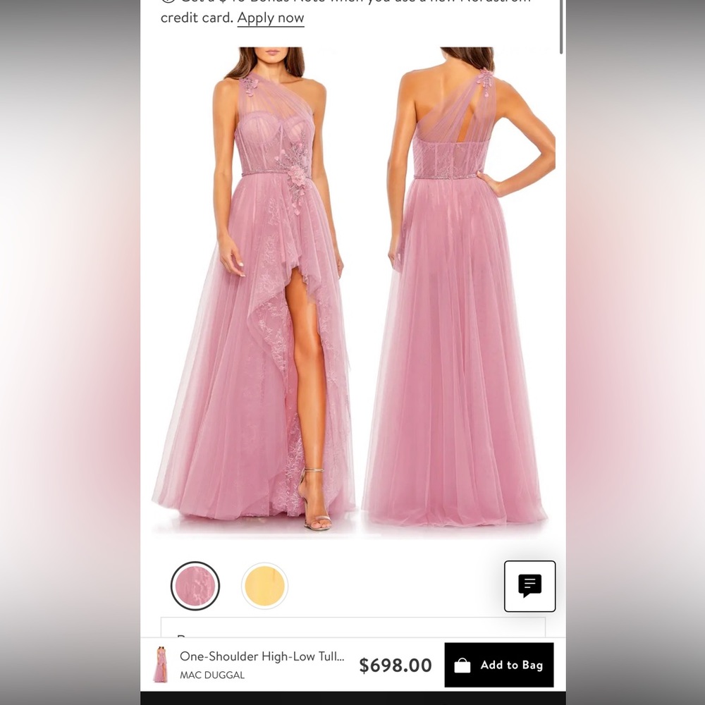 Mac Duggal Pink one shoulder high-low tulle dress
